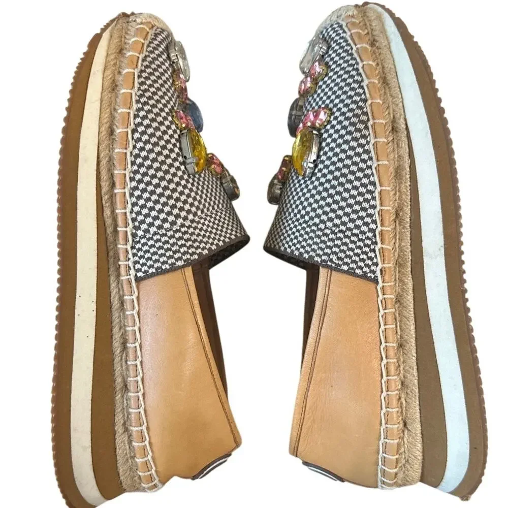 Tory Burch Crystal Daisy Espadrilles Jeweled Slip On 6.5